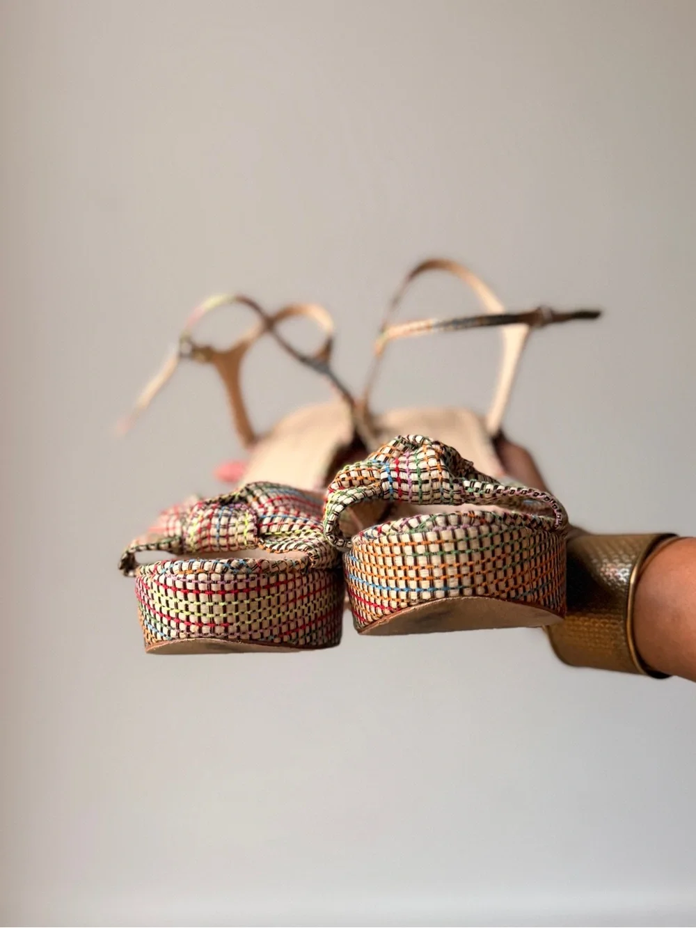 Marc Fisher Multicolor Woven Platform Sandals